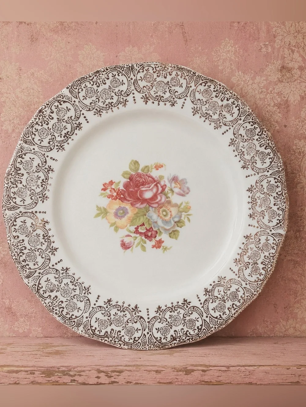 Vintage Floral and Gilt Salad Plate